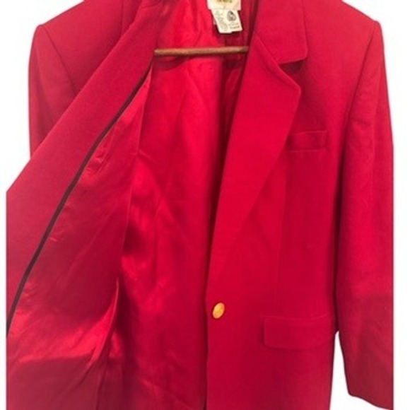 Talbots Red VTG 100% Wool Blazer Jacket Gold Button Size 10 Preppy Quiet Luxery - Picture 3 of 6